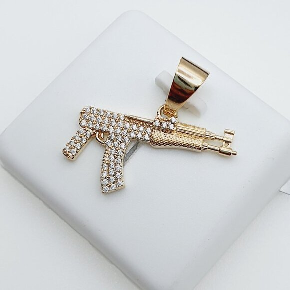 "14K Gold Plated Cubic Zircon Pendant, INUS1BR071 - Picture 7 of 10